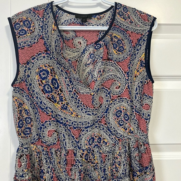 J. Crew 100% Silk Paisley Smocked Waist Mini Dress - Picture 6 of 9